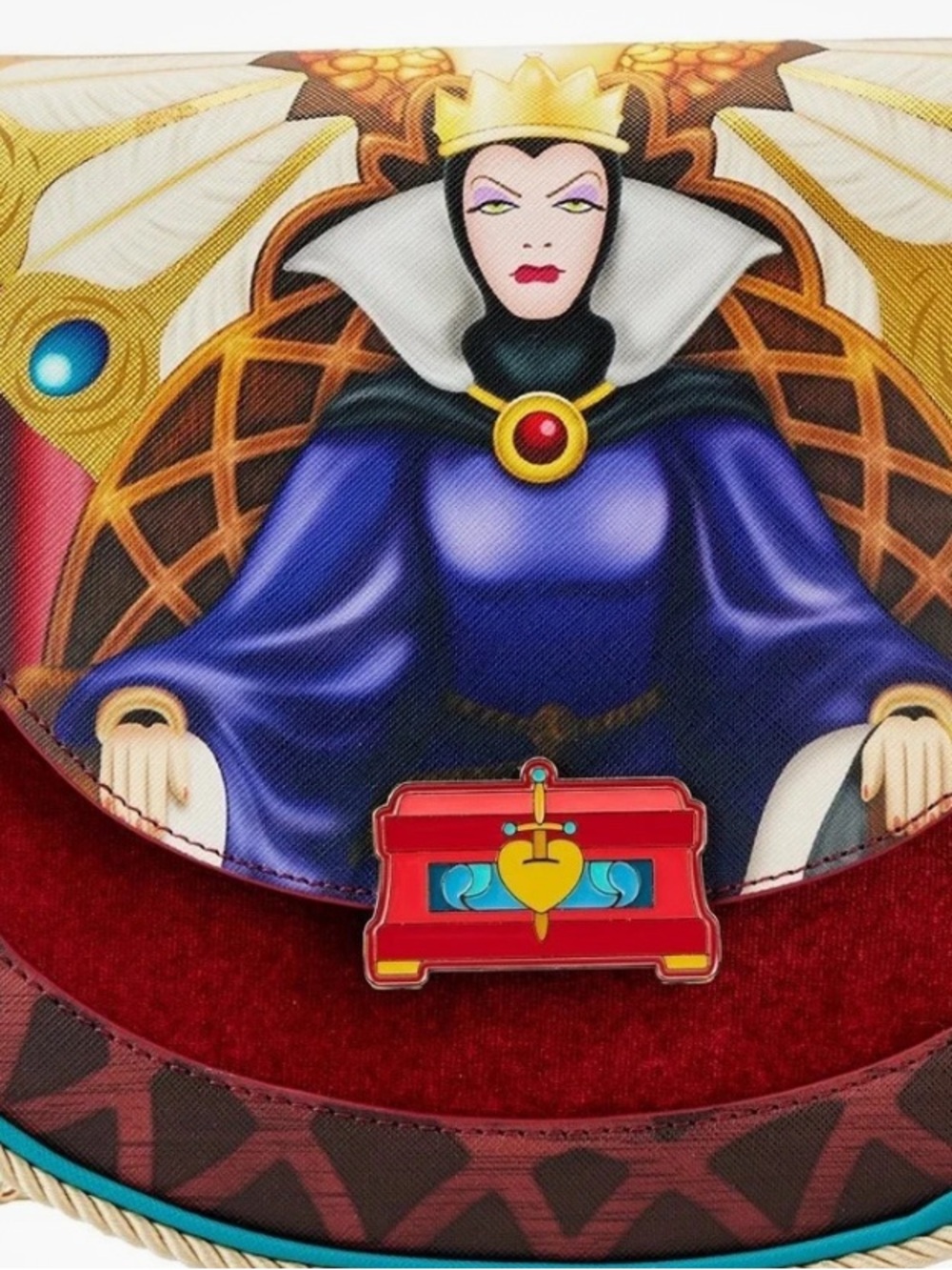 Loungefly Purple Evil Queen Crossbody Bag with Red & Gold Accents